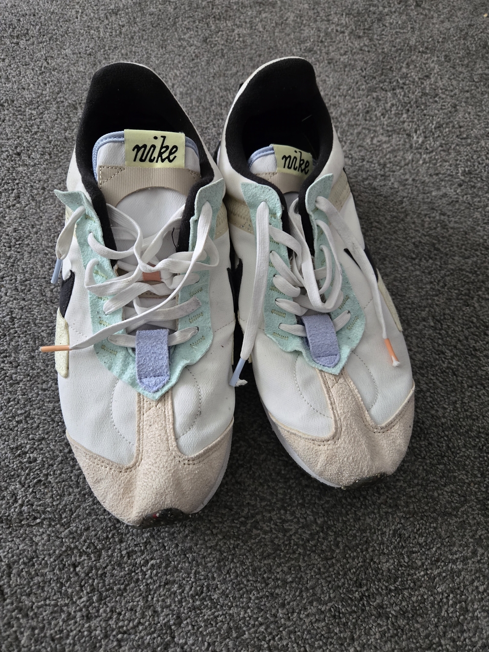 Nike Retro Runner Sneakers in White with Mint & Beige Accents